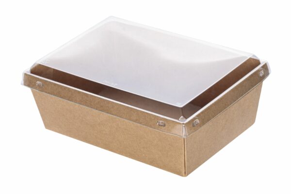 Kraft Paper Food Containers 1000 ml with PET Safelock Lid (SET) | Intertan S.A.