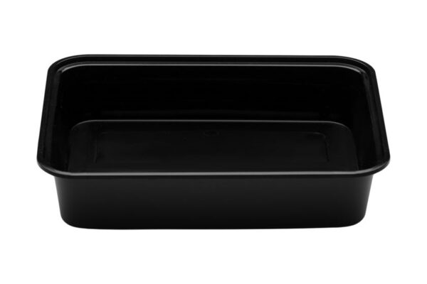 Black Rectangular PP Food Container M/W with Transparent Lid 650 ml | Intertan S.A.