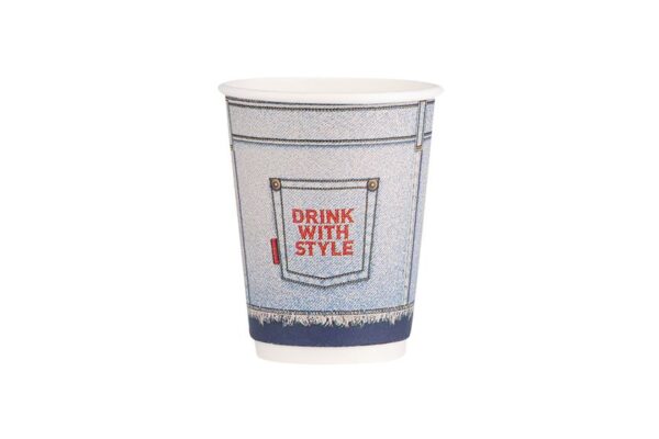 Double Wall Paper Cups 12oz Jeans MIX | Intertan S.A.