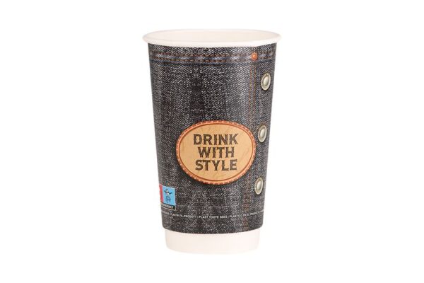 Paper Cup Double Wall 16 oz Jeans MIX | Intertan S.A.