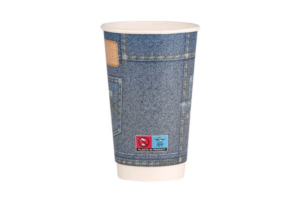 Xάρτινο ποτήρι Διπλότοιχο 16 οz Jeans MIX | ΙΝΤΕΡΤΑΝ Α.Ε.