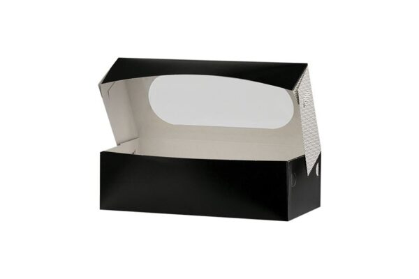 Pastry Boxes for Sweet Buns with PET coating and PET Window 31x15,5x9,5cm. | Intertan S.A.