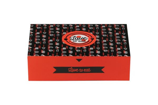 Auto-Assembly Paper Food Boxes "Love2Eat" for Large Portions 27x19x7.5 cm. | Intertan S.A.
