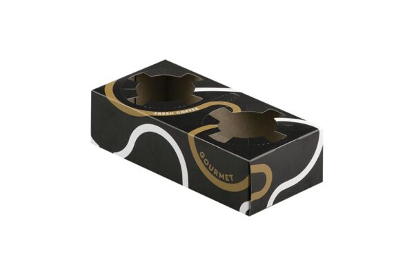 Paper Cupholders Matte Gourmet New Design Black Colour - 2 compartments | Intertan S.A.