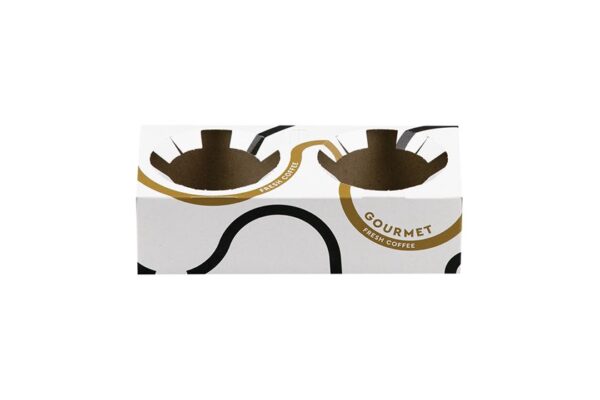 Paper Cupholders Matte Gourmet New Design White Colour - 2 compartments | Intertan S.A.