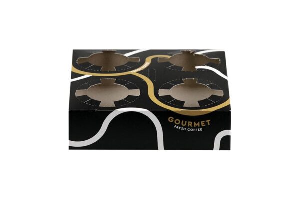 Xάρτινες Ποτηροθήκες Matte Gourmet New Design Μαύρο Χρώμα - 4 Θέσεων | ΙΝΤΕΡΤΑΝ Α.Ε.