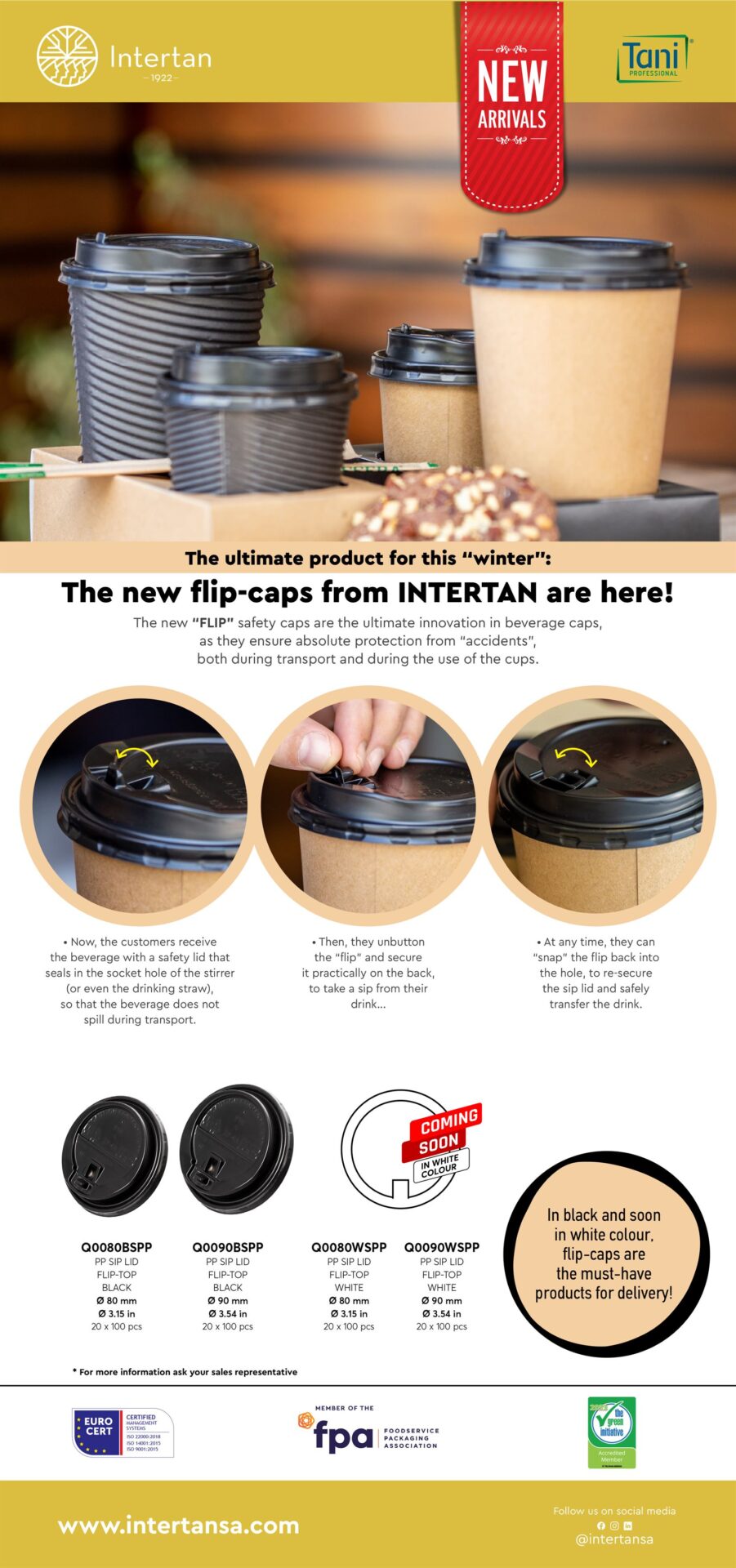New PP sip lids with safety "flip" top Newsletter | Intertan S.A.