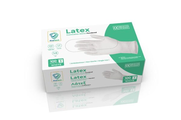 Latex Gloves White Lightly Powdered MDR / PPE – Small | Intertan S.A.