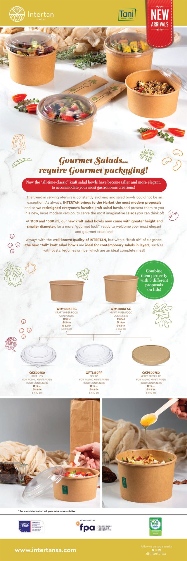 New "tall" gourmet kraft salad bowls Newsletter | Intertan S.A.